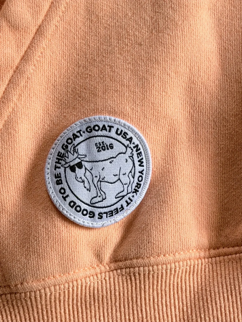 GOAT USA Peach Hoodie with Crowned Goat Patch - Size Youth XL